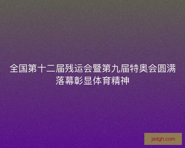全国第十二届残运会暨第九届特奥会圆满落幕彰显体育精神